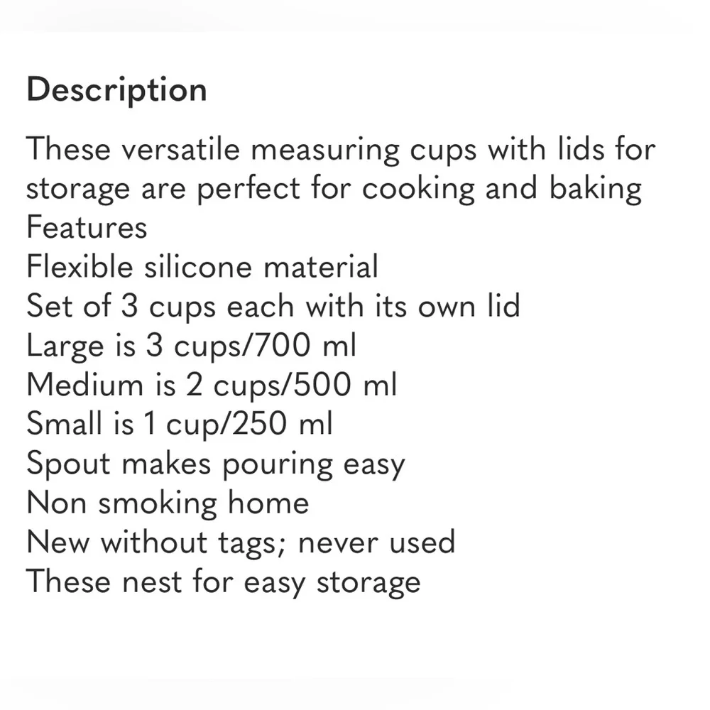 Pampered Chef silicone Prep Set measuring/storage bowls 3 Nesting~ Never Used - Picture 3 of 9